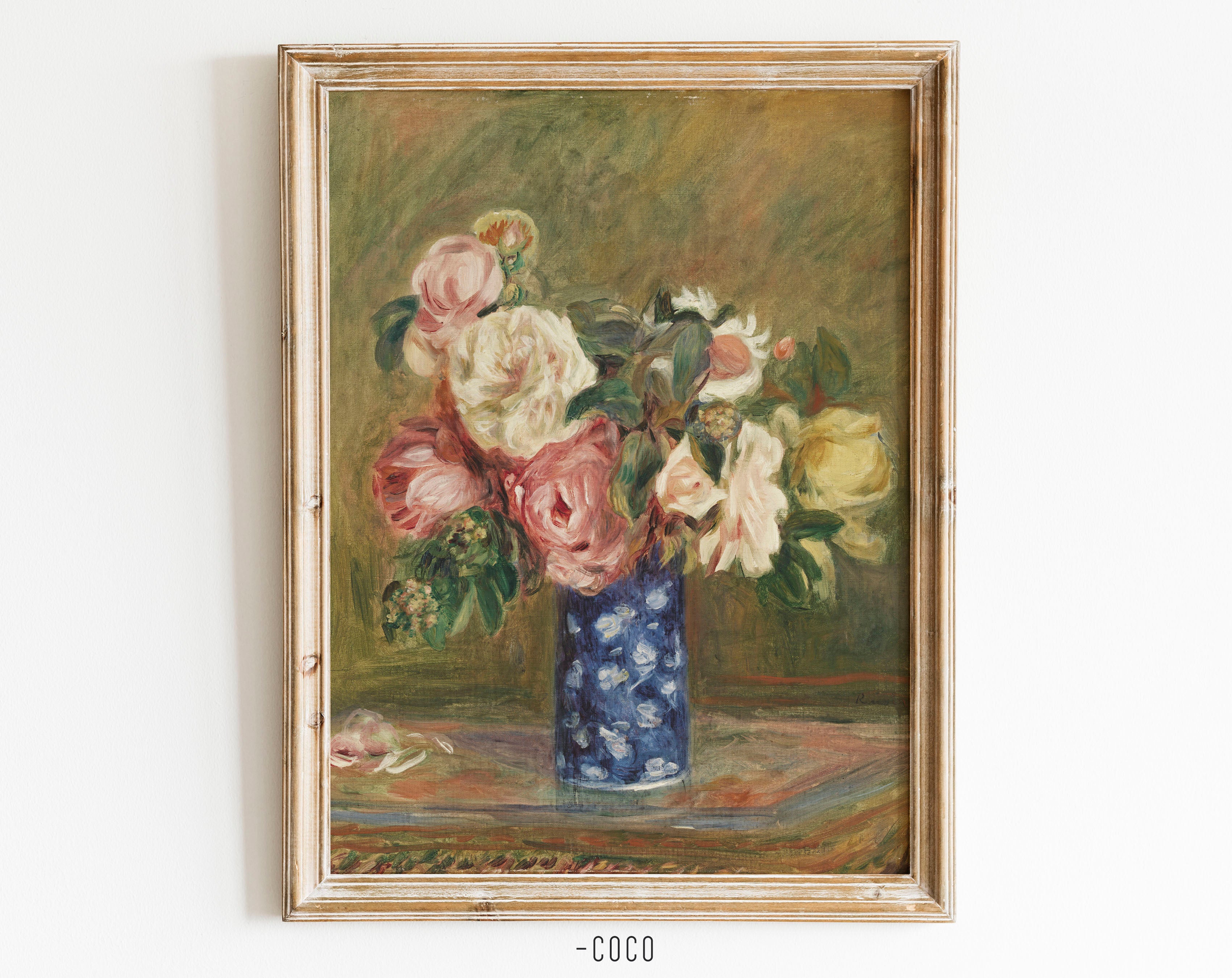 Still Life Roses Bouquet in Vase Oil Painting
