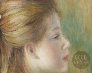 Young Blonde Girl Reading Book Oil Painting
