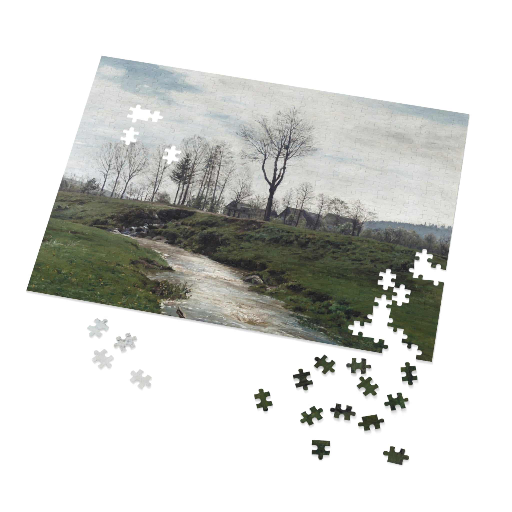 Spring landscape with a creek by Frantisek Kavan Jigsaw Puzzle (30, 110, 252, 500,1000-Piece)