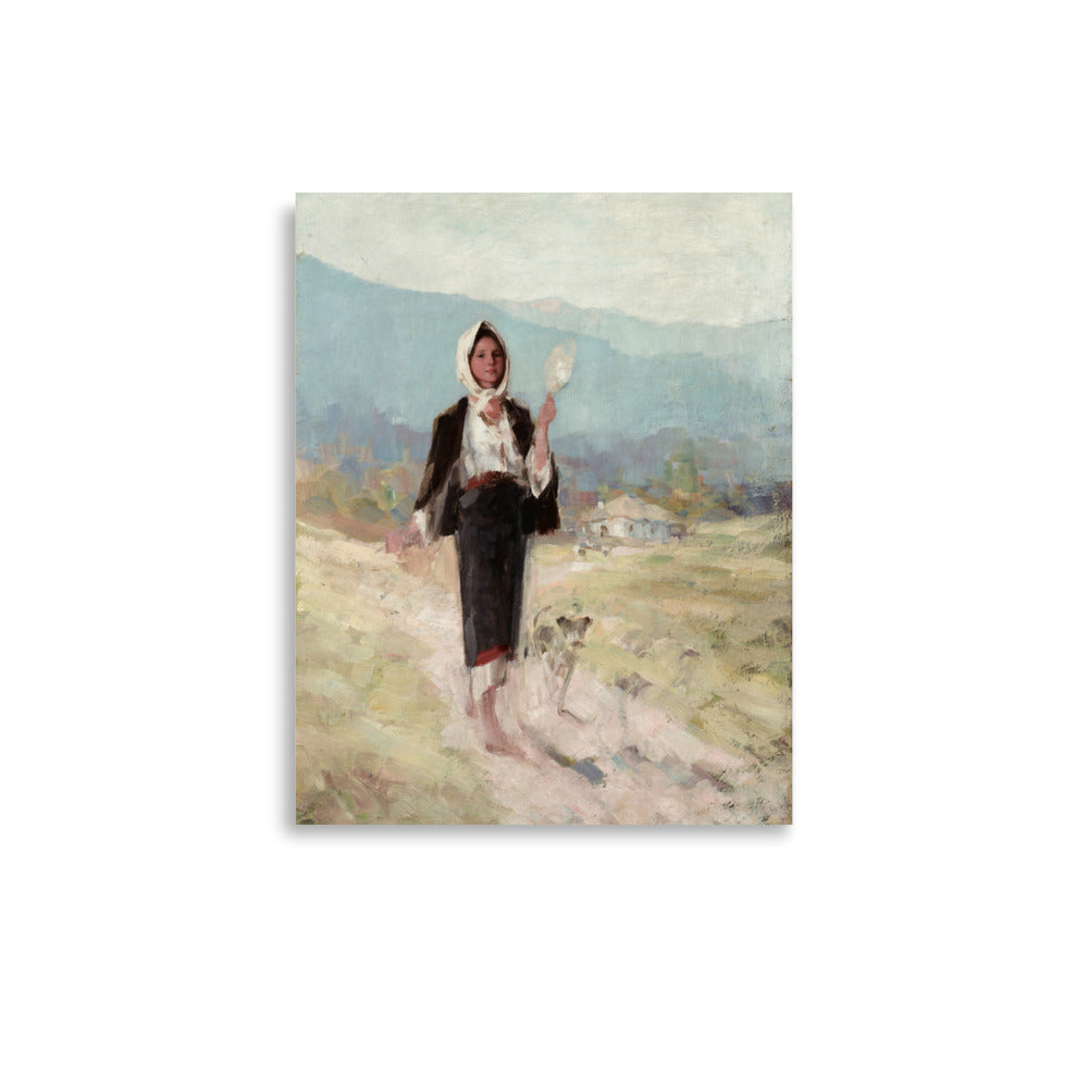 Peasant Woman with Distaff girl portrait oil painting Physical Print Shipped Print Mailed Art Prints