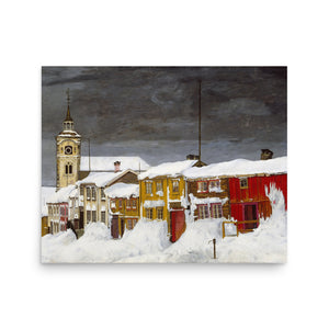 Street in Roros in Winter Barn House oil painting Physical Print Shipped Print Mailed Art Prints