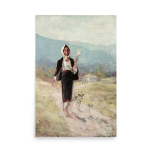 Peasant Woman with Distaff girl portrait oil painting Physical Print Shipped Print Mailed Art Prints