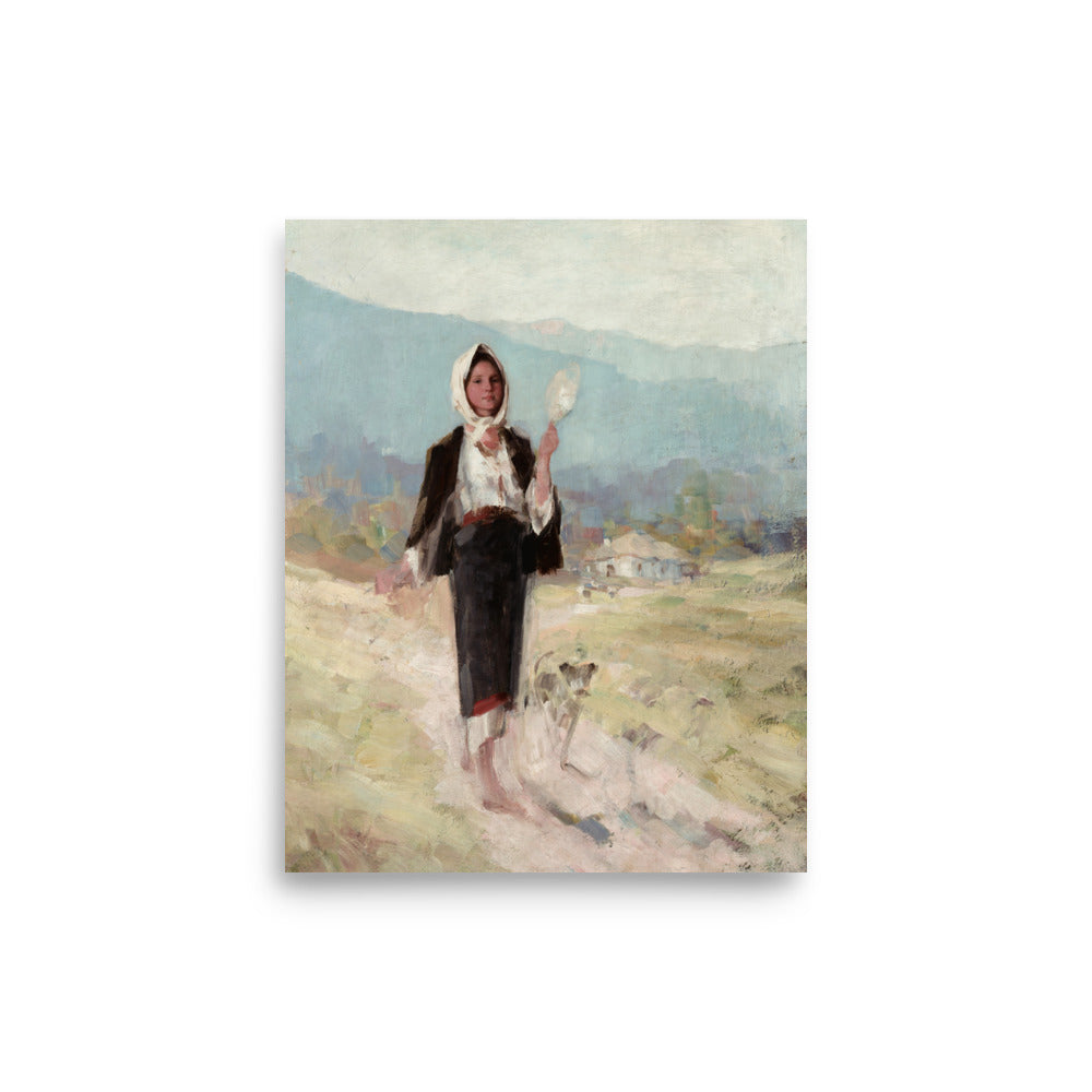 Peasant Woman with Distaff girl portrait oil painting Physical Print Shipped Print Mailed Art Prints