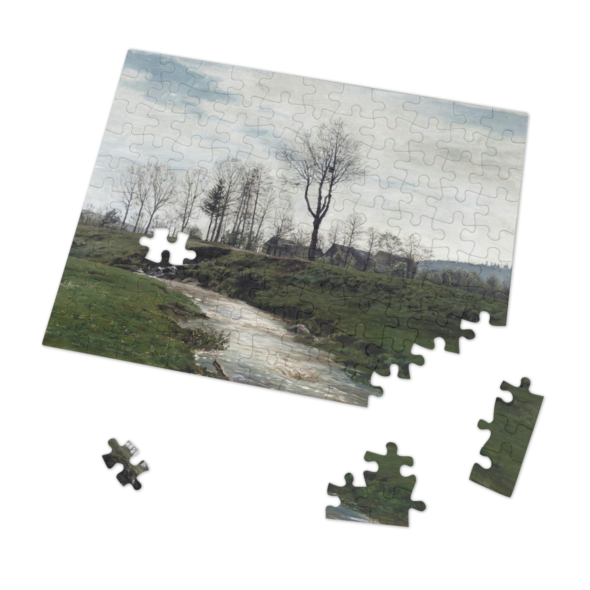 Spring landscape with a creek by Frantisek Kavan Jigsaw Puzzle (30, 110, 252, 500,1000-Piece)