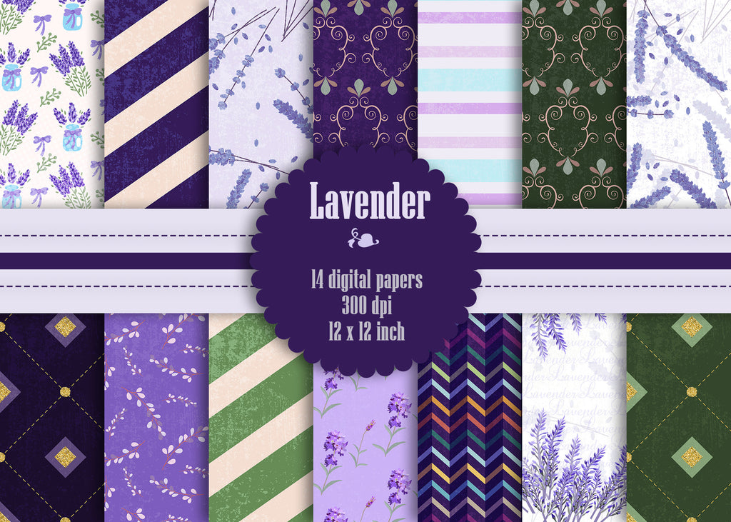 14 Lavender Digital Paper 12 inch 300 Dpi Instant Download, Purple Papers, Scrapbook Papers, Digital Scrapbooking, Commercial Use