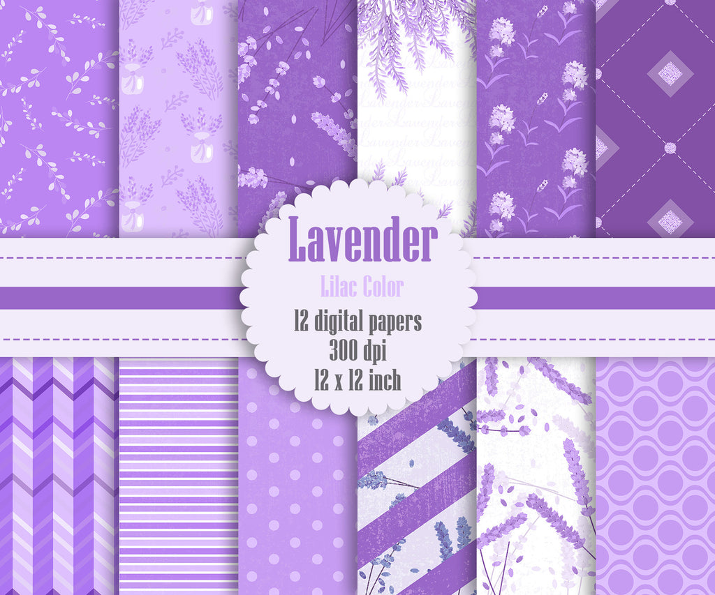 12 Lavender Digital Paper in Lilac Color 12 inch 300 Dpi Instant Download, Purple Papers, Scrapbook Papers, Commercial Use