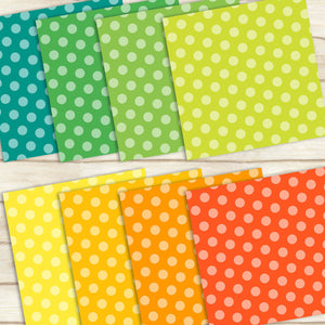 254 Rainbow Tinted Polka Dot Pattern Papers in 12 x 12 inch 300 Dpi Instant Download, Commercial Use, Over 100 Color Kit, Rainbow Papers