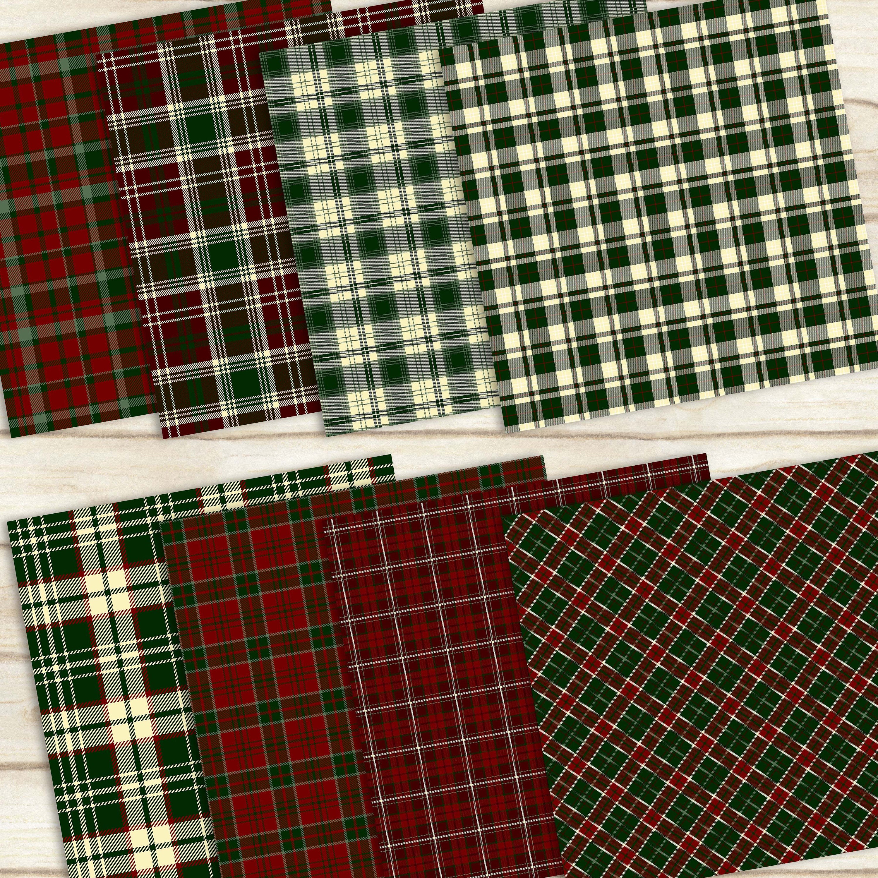 16 Red and Green Plaid Pattern Papers 12x12 Inch, Jpeg File, Instant Download, High Resolution 300 Dpi, Commercial Use