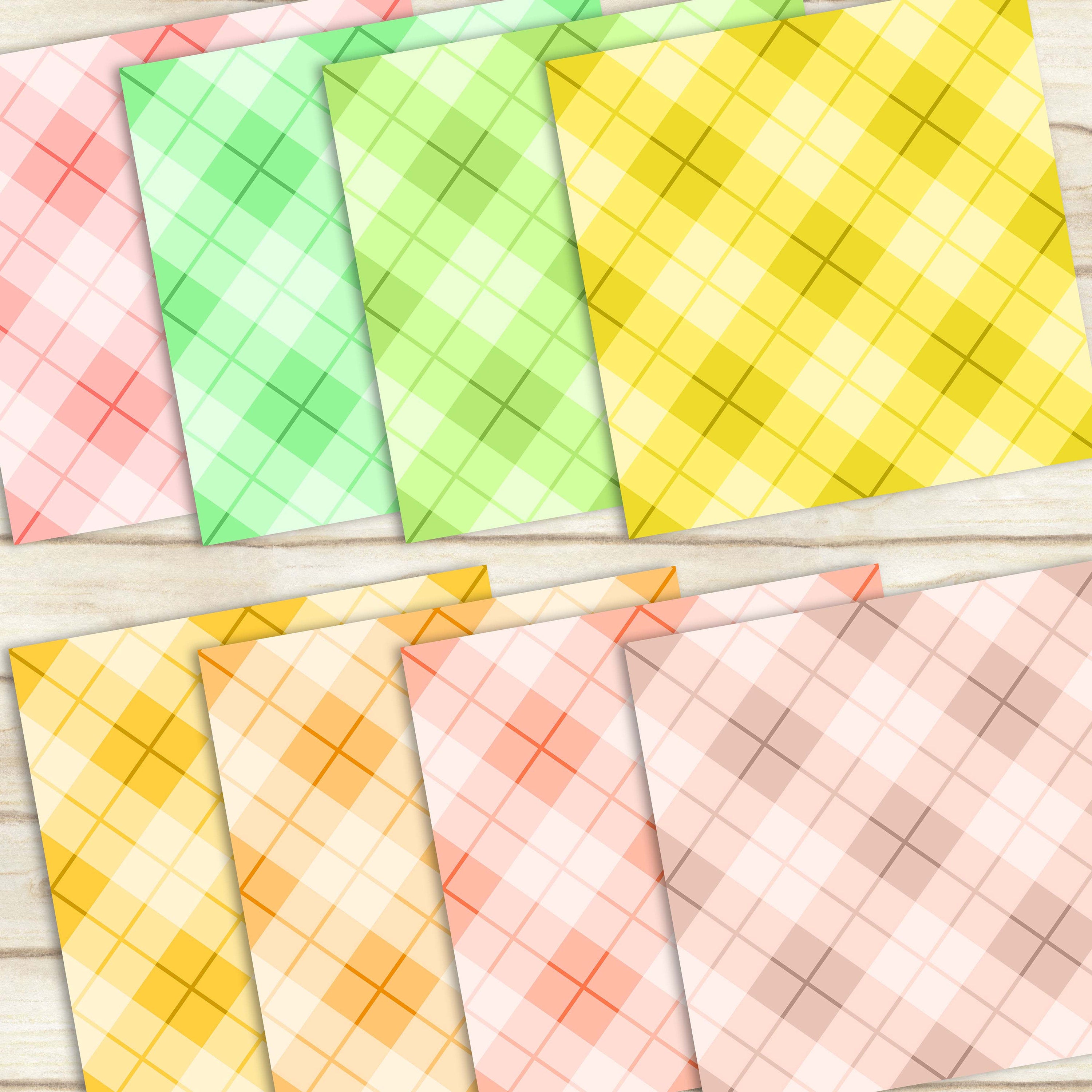 16 Gingham Pattern Papers 12x12 Inch, Jpeg File, Instant Download, High Resolution 300 Dpi, Commercial Use, Seamless Pattern
