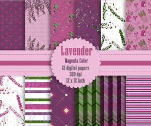 12 Lavender Digital Paper in Magenta Color 12 inch 300 Dpi Instant Download, Purple Papers, Scrapbook Papers, Commercial Use