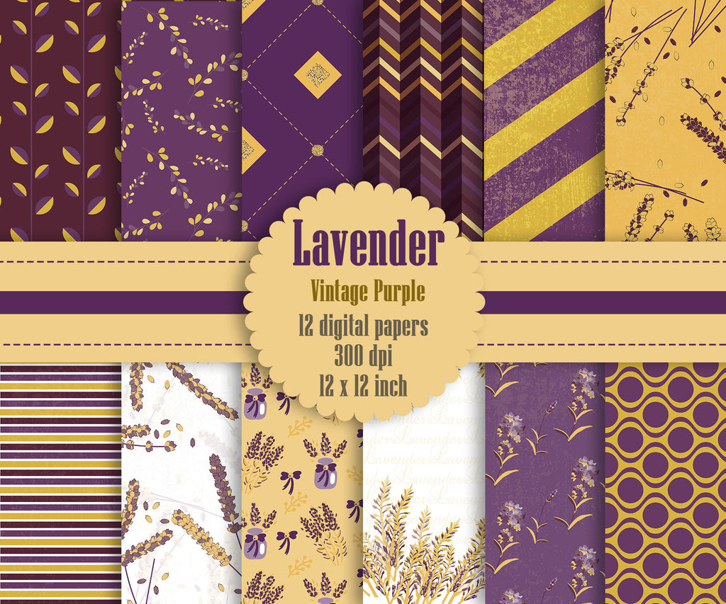 12 Lavender Digital Paper in Vintage Purple Color 12 inch 300 Dpi Instant Download, Purple Papers, Scrapbook Papers, Digital Scrapbooking