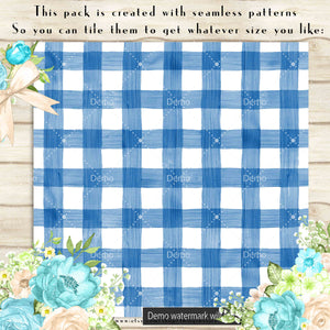 100 Seamless Watercolor Gingham Papers 12 inch 300 Dpi Commercial Use Instant Download, Scrapbooking Watercolor Kit, Seamless Plaid Pattern