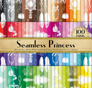 100 Seamless Princess Papers 12&quot;, Planner Paper, Commercial, Rainbow Paper, 100 Digital Paper, Fashion Paper, Princess Paper, Vintage