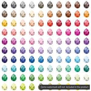 100 Transparent Pear Diamond Clipart, Jewelry Clipart, Fashion Clipart, 100 Diamond Clipart, Planner Clipart, Transparent, Rainbow