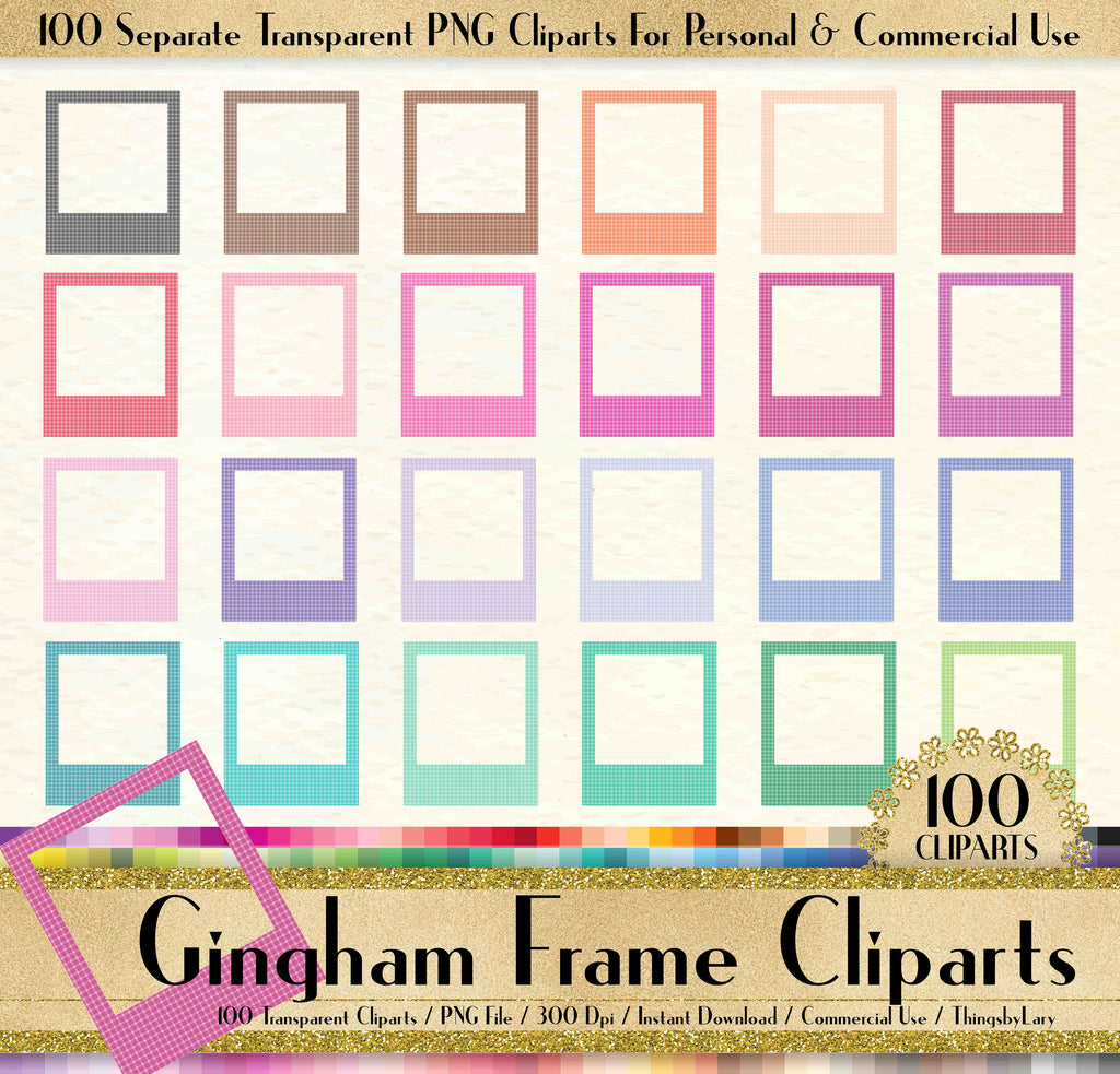 100 Gingham Photo Digital Clip Arts Images PNG Transparent Instant Download Commercial Use 300 Dpi Scrapbook Making Planner Sticker Wedding