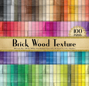 100 Seamless Brick Wood Texture Papers in 12 inch, 300 Dpi Planner Paper, Commercial Use, Scrapbook Paper,Rainbow Paper, 100 Wood Papers