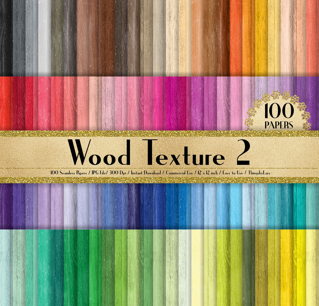 100 Seamless Wood Texture Papers in 12 inch, 300 Dpi Planner Paper, Commercial Use, Scrapbook Paper,Rainbow Paper, 100 Wood Papers