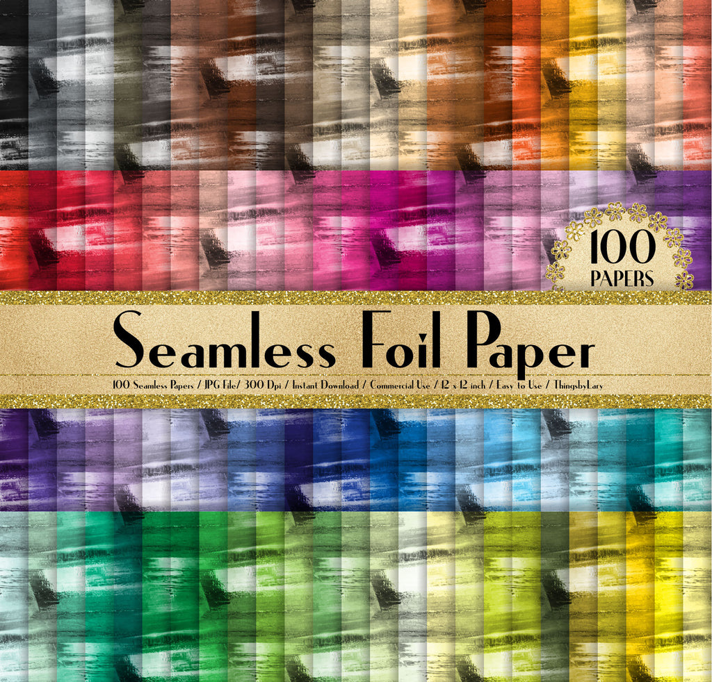 100 Seamless Brush Stroke Foil Papers, Seamless Paper, 300 Dpi Planner Paper, Commercial Use, Scrapbook Paper, Rainbow Paper, 100 Foil Paper