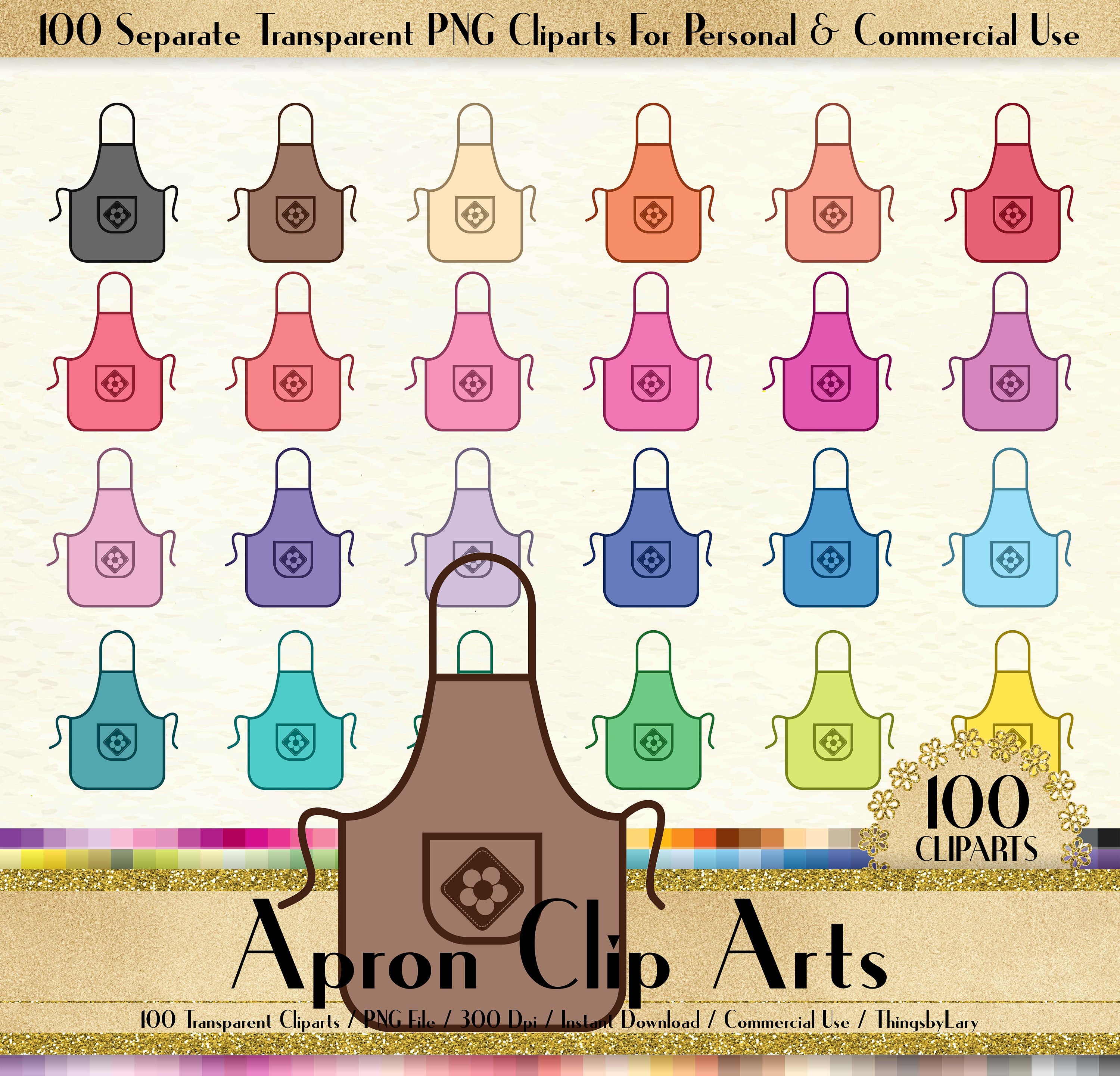 100 Apron Clipart, Kitchen Digital Clip art, Cooking Clipart, Home Clipart, 100 PNG Clipart, Planner Clipart, 100 Apron Clip Art