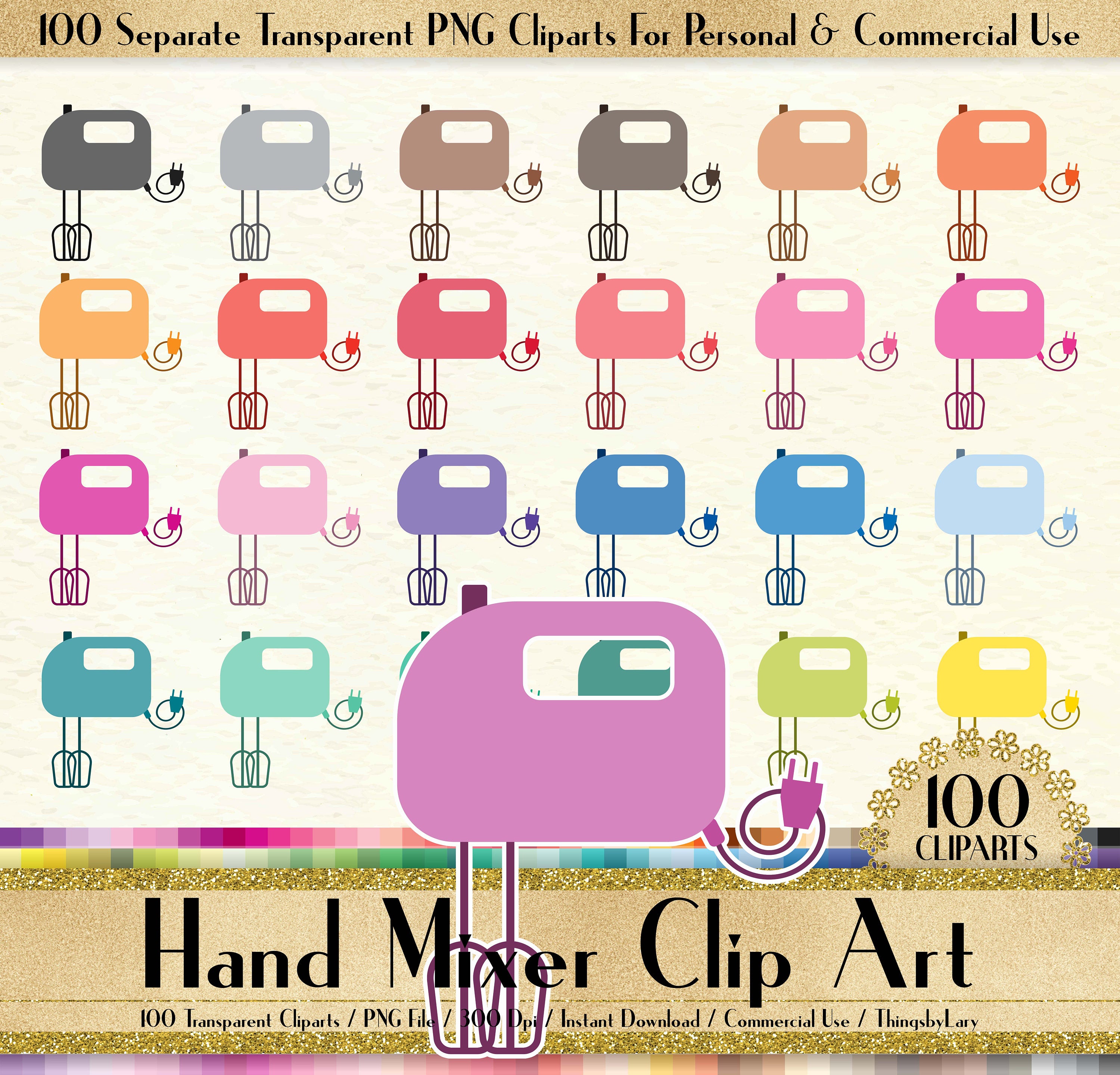 100 Hand Mixer Clipart, Kitchen Digital Clip art, Cooking Clipart, Home Clipart, 100 PNG Clipart, Planner Clipart, 100 Hand Mixer Clip Art