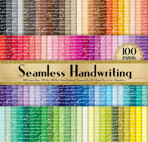 100 Seamless Handwriting Paper in 12 inch, 300 Dpi Planner Paper, Commercial Use, Scrapbook Paper,Rainbow Paper, Vintage Handwriting Paper