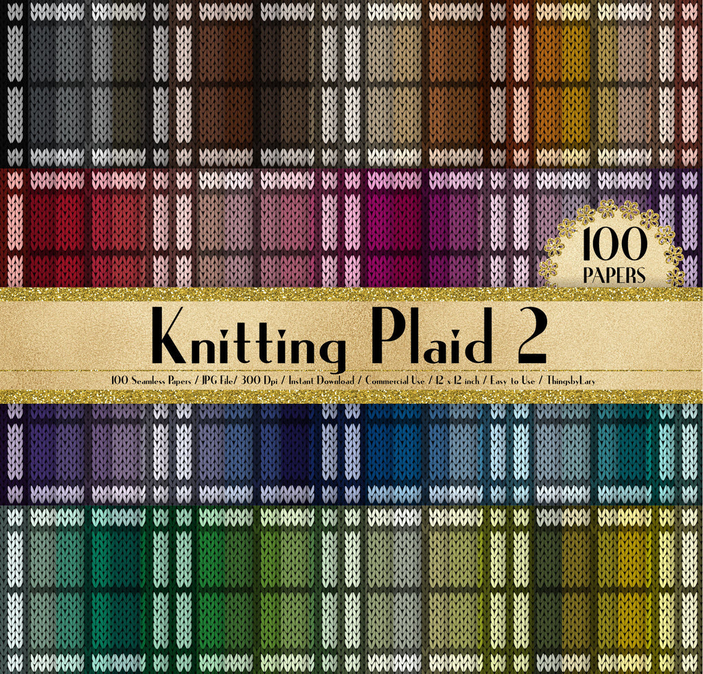 100 Seamless Knitting Plaid Papers, 300 Dpi Planner Paper, Scrapbook Paper, Rainbow Paper, 100 Knitted Papers, Knitting Tartan Paper