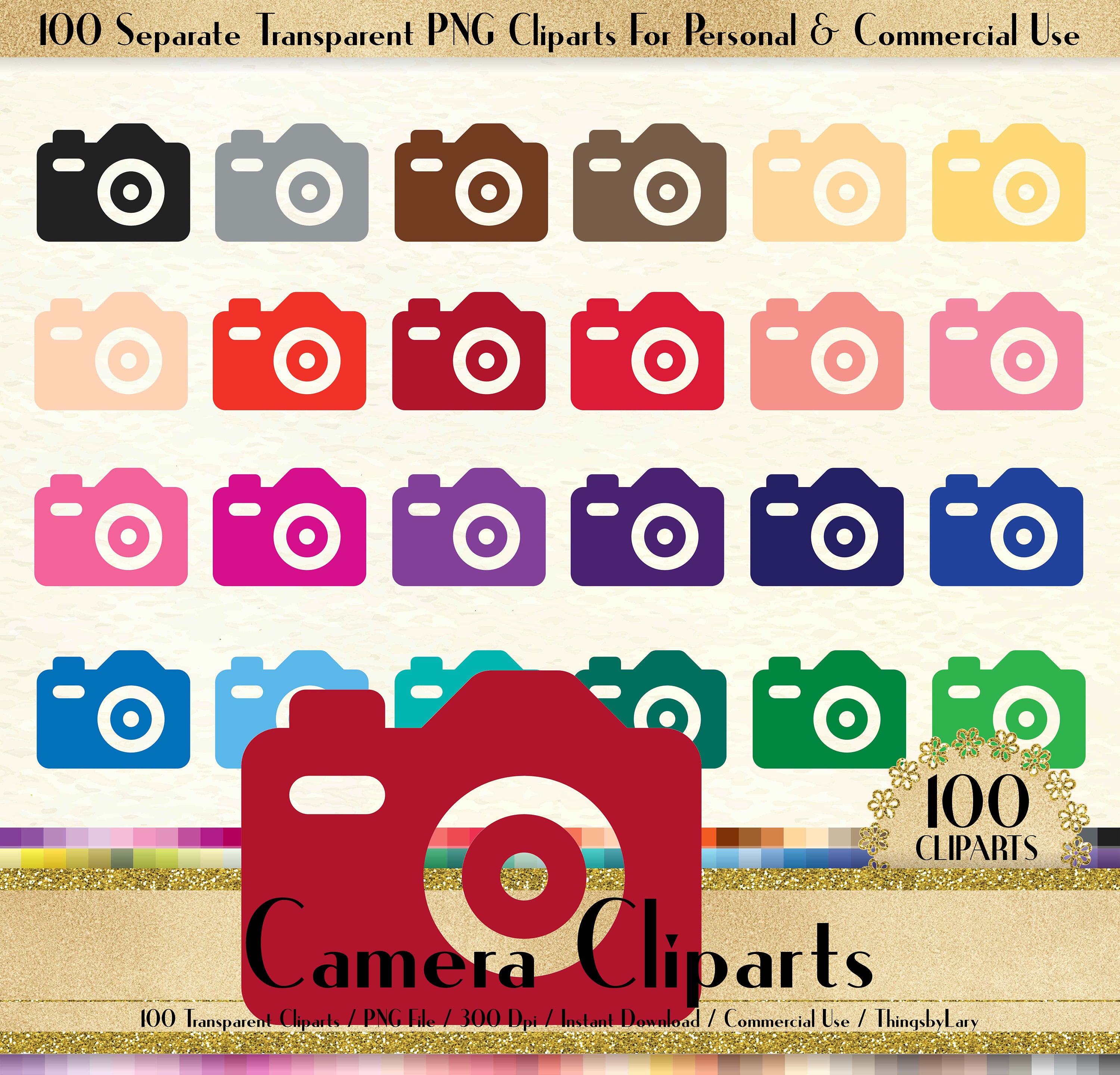 100 Camera Clipart, Camera Digital Clip art, Wedding Clipart, 100 PNG Clipart, Planner Clipart, Instant Download Clipart, 100 Bridal Clipart
