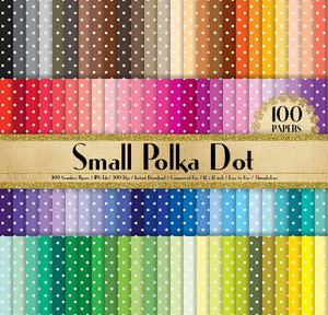 100 Seamless Small Polka Dot Papers in 12&quot; x 12&quot;, 300 Dpi Planner Paper, Commercial Use, Scrapbook Papers, Rainbow Paper, 100 Dot Paper