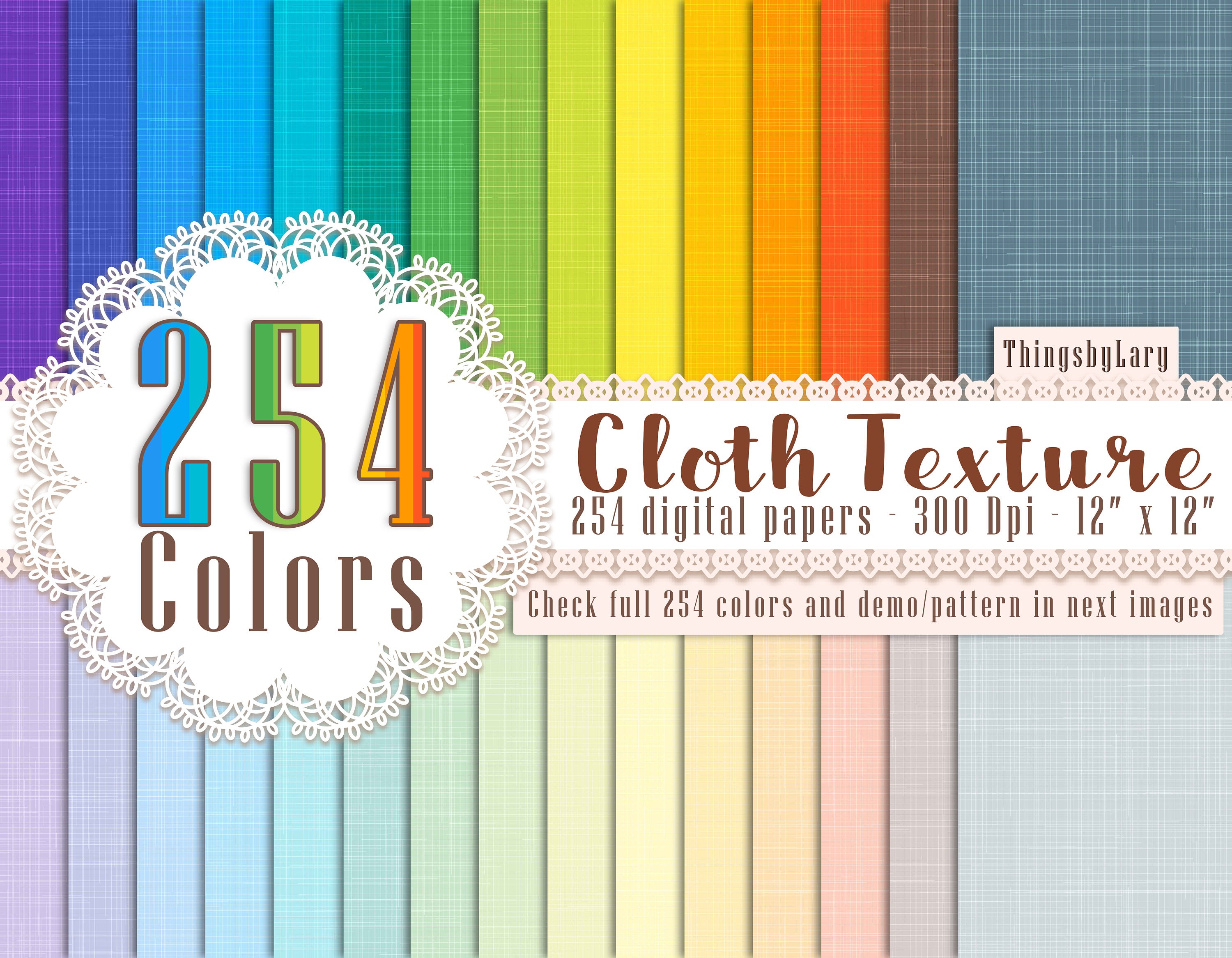 254 Rainbow Paper Cloth Texture Digital Papers 12 inch 300 Dpi Instant Download, Commercial Use, Over 100 Color Kit, Scrapbooking fabric kit