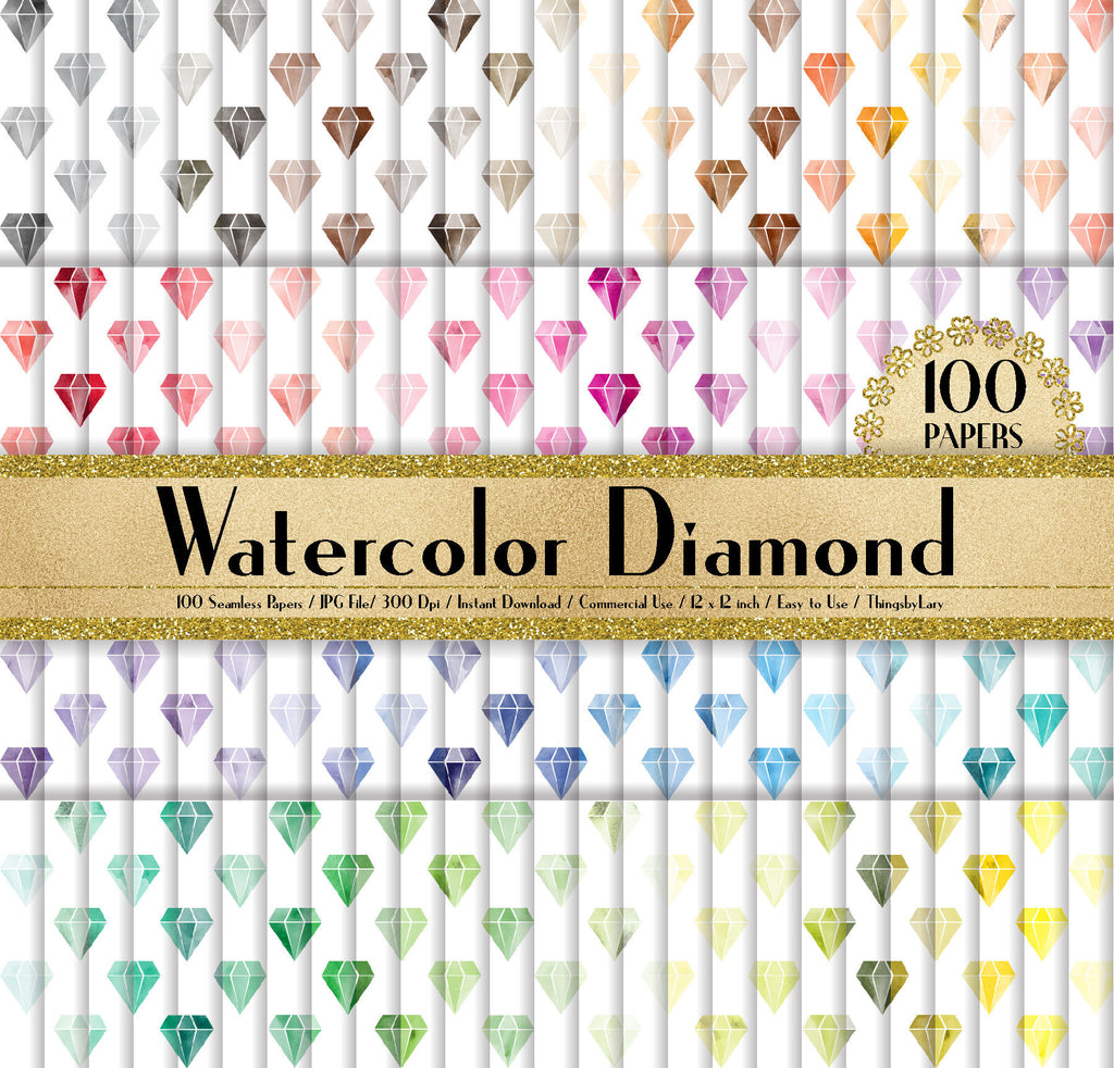 100 Watercolor Diamond Papers 12 inch,300 Dpi Planner Paper,Commercial Use,Scrapbook Paper,Rainbow Paper,Diamond Paper,Watercolor Wedding