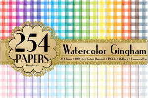254 Seamless Watercolor Gingham Papers 12 inch 300 Dpi Instant Download, Commercial Use, Seamless Pattern, Wedding Kit, Shabby chic kit