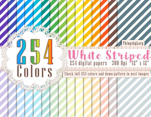 254 Rainbow Striped Pattern Digital Papers in 12&quot; x 12&quot; 300 Dpi Instant Download, Scrapbook Papers, Over 100 Color Kit, Commercial Use