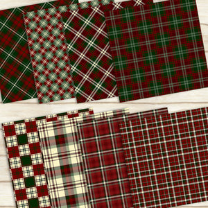 16 Red and Green Plaid Pattern Papers 12x12 Inch, Jpeg File, Instant Download, High Resolution 300 Dpi, Commercial Use