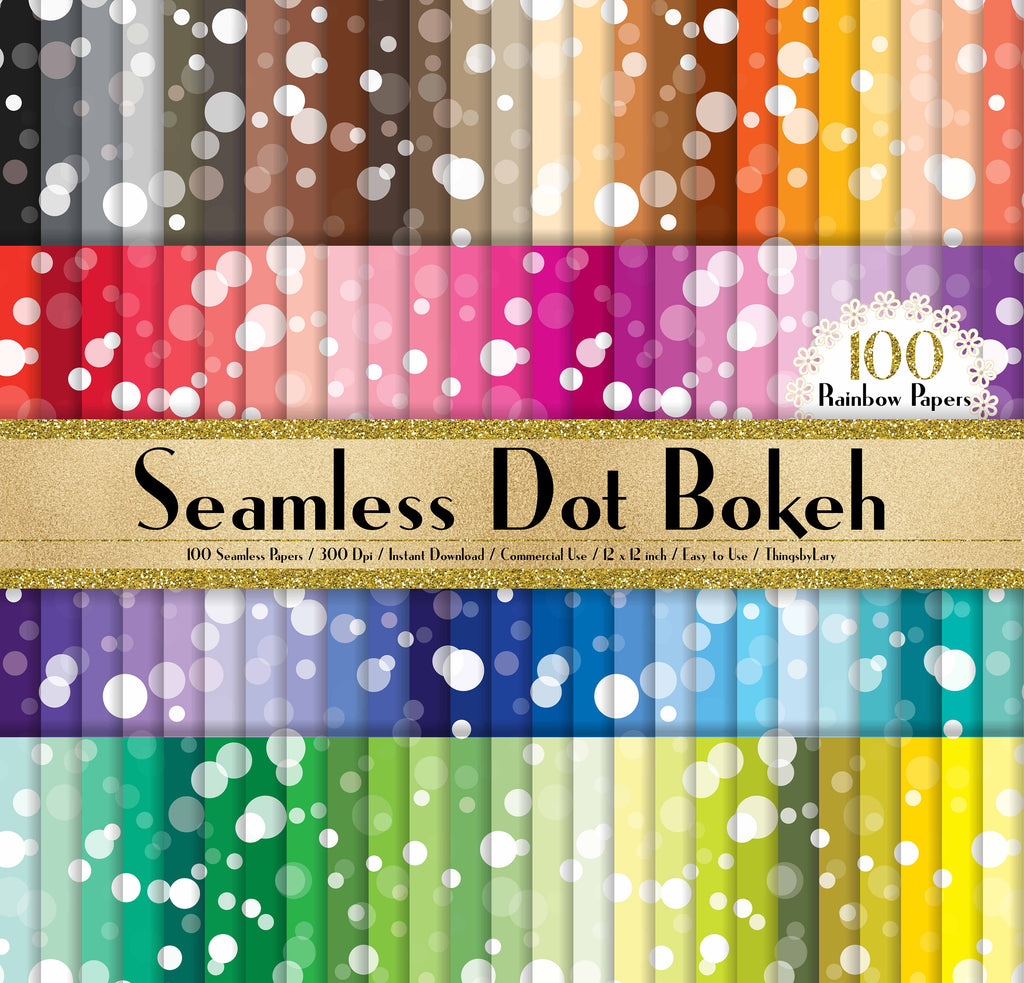 100 Seamless Dot Bokeh Background Papers 12 inch 300 Dpi Instant Download Commercial Use, Planner Paper, Scrapbooking Luxury Kit, Seamless