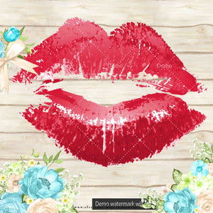 100 Lipstick Kiss Clipart, Valentine Clipart, Love Clipart, 100 Love Clipart, Valentine Day, Planner Clipart, Transparent PNG