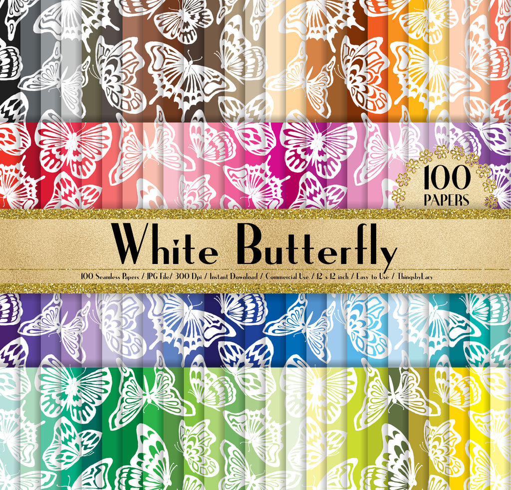 100 Seamless Watercolor Butterfly Papers in 12&quot; x 12&quot;, 300 Dpi Planner Paper, Commercial Use, Scrapbook Paper, 100 Butterfly Papers