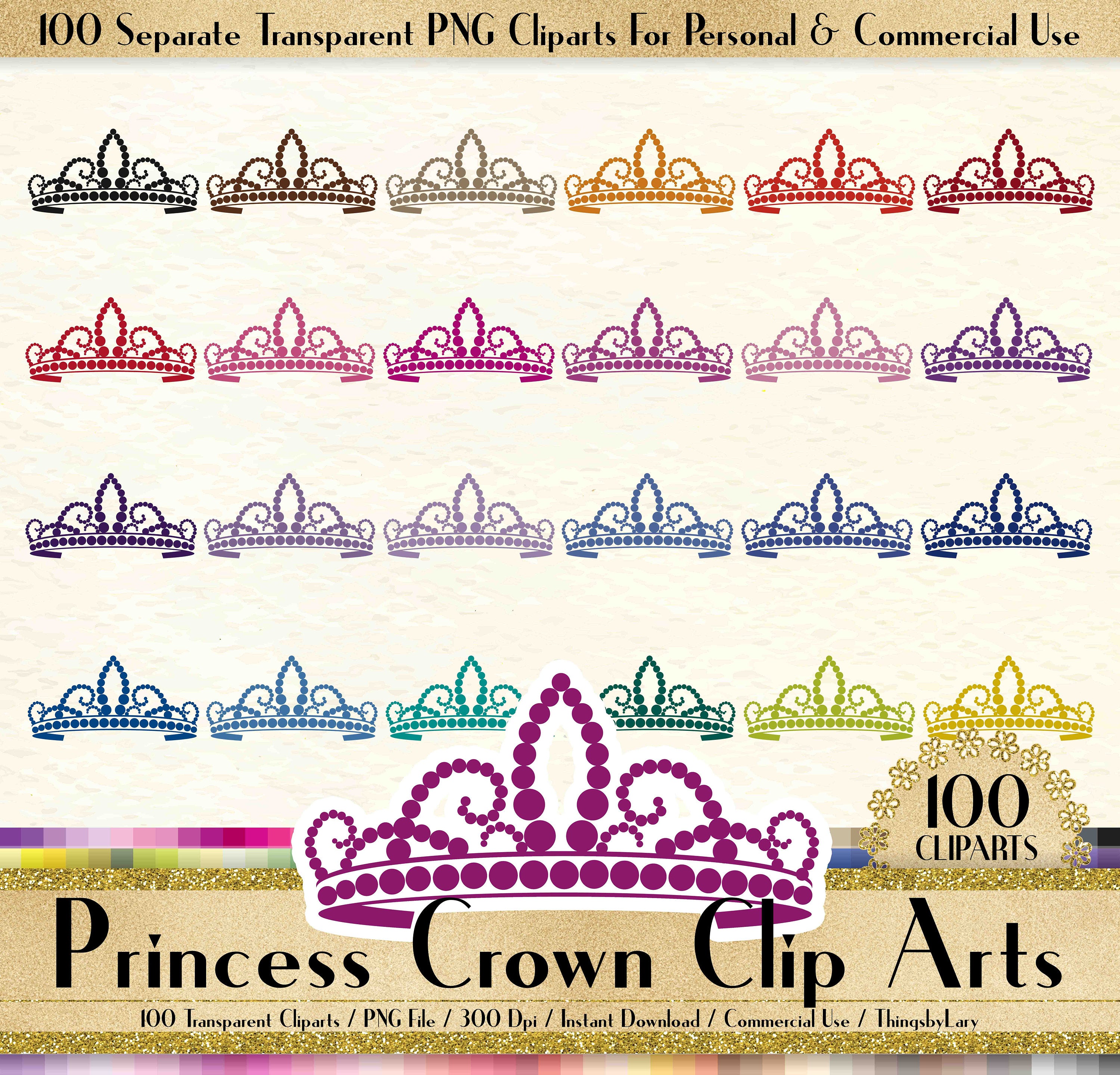 100 Princess Crown Clipart, Tiara Clipart, Crown Clipart, Royal Clipart, 100 PNG Clipart, Planner Clipart, Fairytale Princess  Clip Art