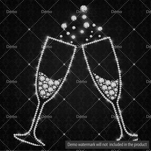 Diamond Champagne Clipart, Pearl Champagne, Jewelry Champagne, New Year Celebration Party, Instant download, Commercial Use, Planner Clipart