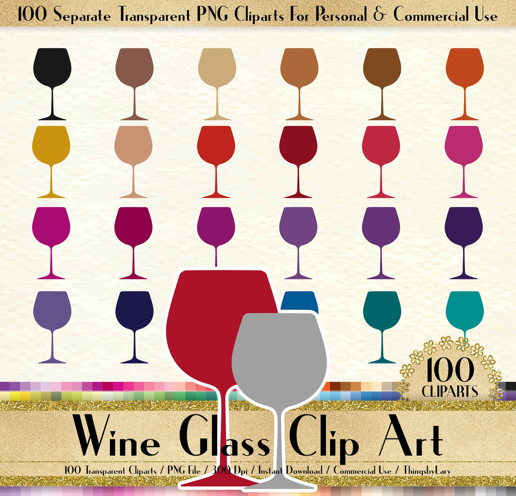 100 Wine Glass Clipart, Wine Glass Digital Clip art, New Year Clipart, Party Clipart, 100 PNG Clipart, Planner Clipart, Valentine Clip Art