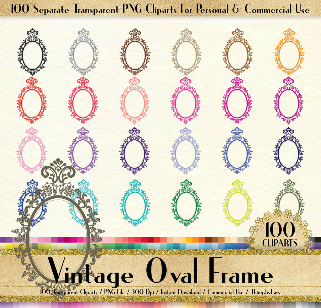 100 Vintage Oval Frame Clipart, Vintage Mirror Clipart, 100 PNG Clipart, Planner Clipart, Instant Download Clipart, Vintage Oval Mirror