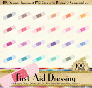 100 Polka Dot First Aid Dressing Clipart, Medical Clipart, World Cancer Day Clipart, 100 PNG Clipart, Planner Clipart, Transparent Clip Arts