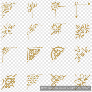 16 Gold Glitter Corner Borders,floral ornament,corner wedding invitation clipart,ornament border,invitation corner,gold graphic,scrapbooking