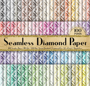100 Seamless Diamond Papers in 12&quot; x 12&quot;, 300 Dpi Planner Paper, Scrapbook Paper,Rainbow Paper,100 Jewelry Papers,100 Diamond Papers
