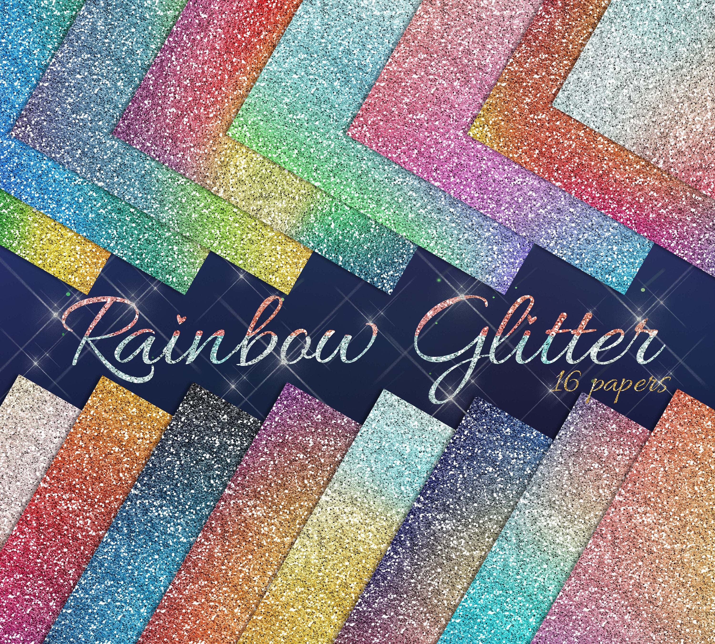 16 Glitter Rainbow Papers, 12 inch, 300 Dpi, Instant Download, Commercial Use Papers, JPG Paper, Glitter Paper, Digital Paper Pack, Rainbow
