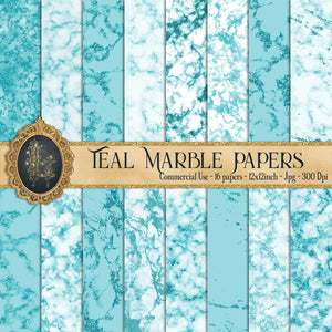 16 Teal Marble Papers, Teal Marble, Digital Marble Paper, Glitter Marble, Foil Marble, Digital Texture Paper, Printable Paper