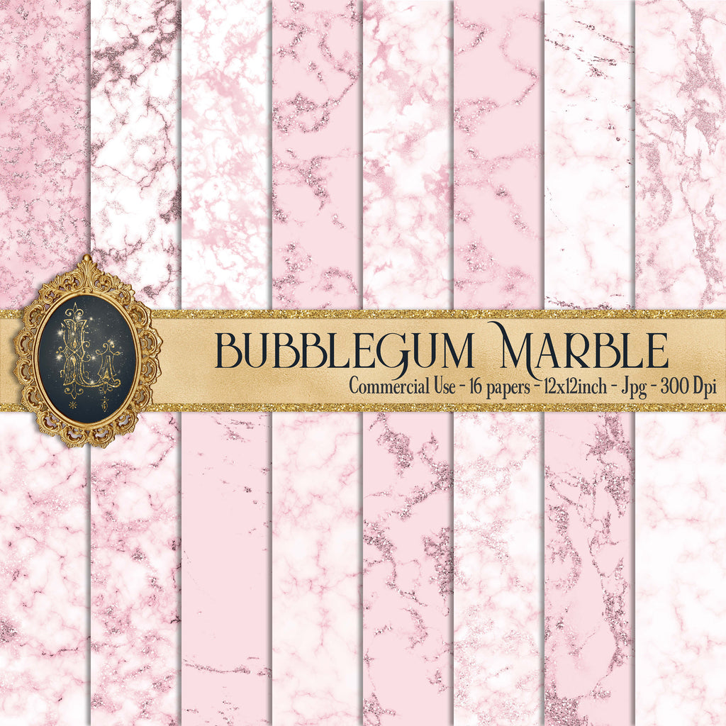 16 Bubblegum Marble Papers, Pink Marble, Digital Marble Paper, Glitter Marble, Foil Marble, Digital Texture Paper, Printable Paper