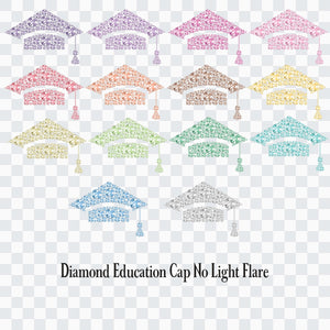 28 Diamond Education Cap Cliparts, 300 Dpi, Instant Download, Commercial Use, Transparent, Diamond Clip Art, Graduation Clipart