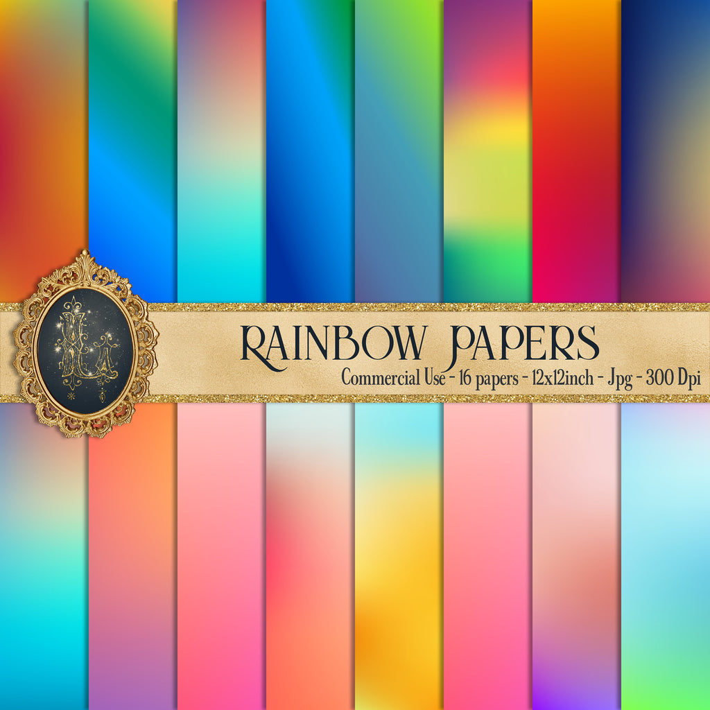 16 Rainbow Gradient Texture Papers, kid scrapbook, Unicorn Paper, Magic Fairy Tale Paper, Kid Paper, Digital Rainbow Paper, Rainbow Overlay