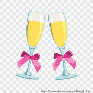 100 Wedding Champagne Glass Cliparts, Planner Clipart, Bridal Shower, Bride and Broom, Champagne Flutes, Wedding Decoration