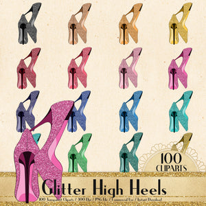 100 Glitter High Heels Cliparts, Planner Clipart, Scrapbook, Glitter Pumps, Fashion Cliparts, Glitter Fashion, Bridal Shoes, Bridal Shower